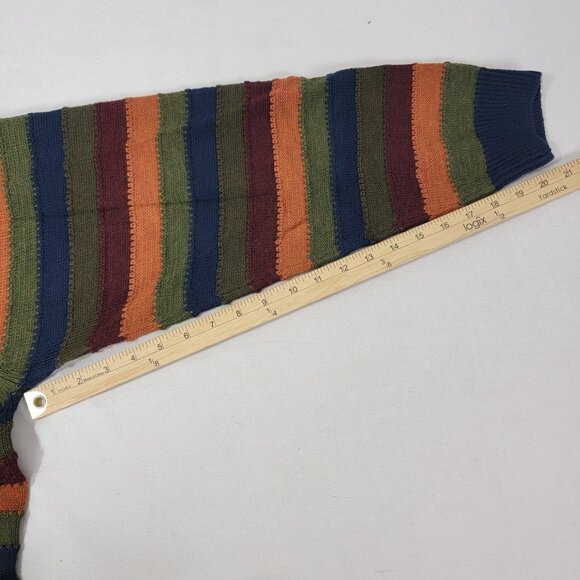 Oliver Harris Vintage Wool Blend Sweater Earth Tone Stripe Knit Pullover '90s XL - Picture 7 of 7
